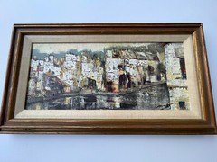 MID CENTURY PAINTING FRENCH STREET SCENE MYSTERY ARTIST IMPRESSIONISM MODERNISM