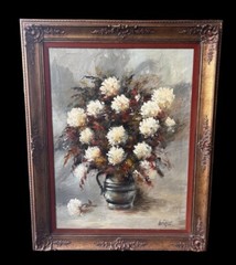 Lee Reynolds Large Oil Painting Floral Flower Signed Gilded gold Frame 50”x40”