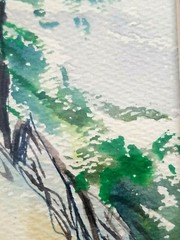 Original Watercolor Painting North Carolina Mountainside Signed by Artist Framed