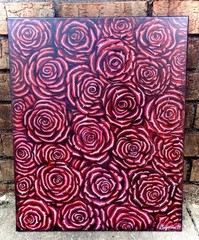 16×20″ Rose Collage Acrylic Painting On Canvas Original Art Wall Decor Floral