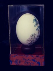 Chinese Egg Shell Hand Painted Folk Signed In Box Mountainside Colors Of Spring