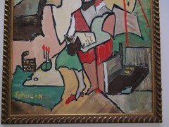 Mid Century Painting Abstract Cubism Modernism Expressionism Signed Peterson