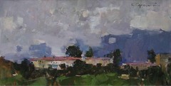 Oil painting Hills Ukrainian painter Canvas Decor Unframed original landscape
