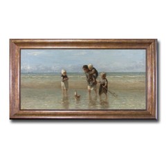 Bronze Framed Children of the Seas by Israels Canvas (12 in x 20 in Framed Size)