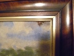 Antique Original Country Scene Oil Painting on Canvas J. Chaumeau Signed Framed