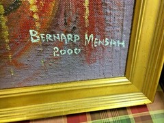 african American artist oil painting Signed Bernard Mensah 2000