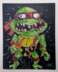Original Raphael Teenage Mutant Ninja Turtles Painting Thayer Folk Art OOAK