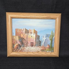 VTG Southwest Pueblo Native American Art Oil Painting 12×10 Signed „Nathan“