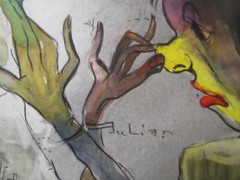 VINTAGE 1950’S JULIAN RITTER ORIGINAL PAINTING SURREALISM CIRCUS MODERNISM RARE