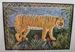 African Wildlife Framed Art (2) pieces Zebra Tiger Pier One Etching 8×7 each