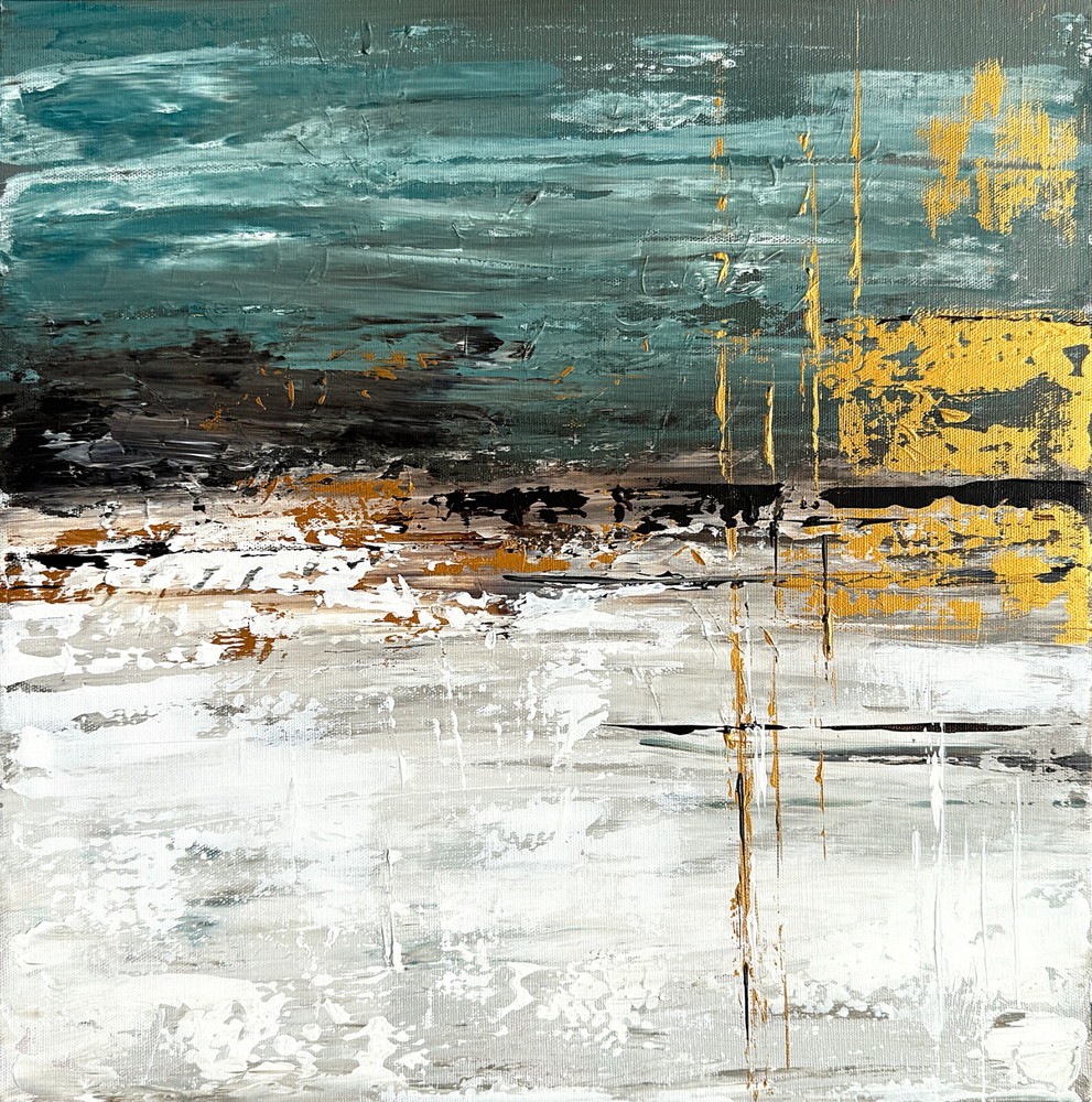 Original Acrylic Painting golden brown turquoise livingroom home wall art