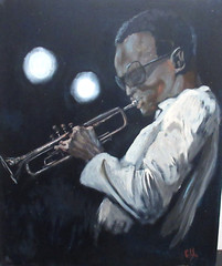 GIBBS MILES DAVIS ORIGINAL OIL ON CANVAS AFRICAN AMERICAN JAZZ PAINTING
