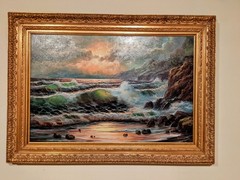 Don Fairbanks Signed Framed Realism Seascape Ocean Waves Canvas Painting 44×32″