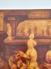 ANTIQUE PORTRAIT PAINTING SCULPTOR STUDIO WOMAN FEMALE MODEL ALAN H WOODS LISTED