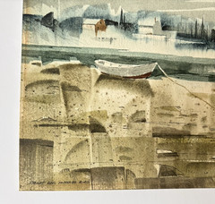 Robert Eric Moore Original Watercolor Signed Coastal Painting 1968 Maine