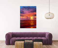 Abstract Seascape original acrylic painting „Sunset in Heaven“,36x48x1.5″
