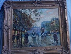 Antoine Blanchard Paris street scene signed oil on canvas painting