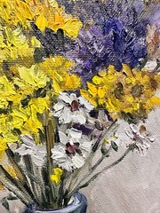 Wildflower Bouquet Original Oil Painting Blooming Flowers Floral Still life Art