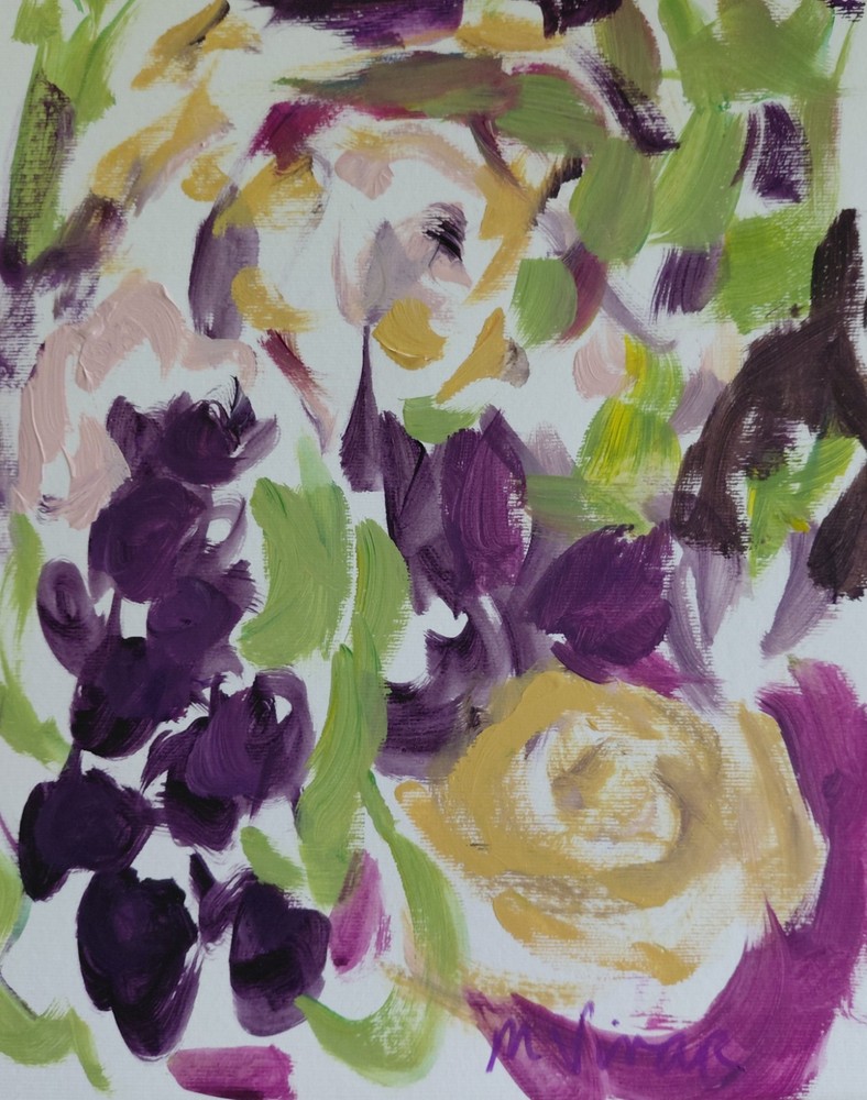 MONA VIVAR 14×11 Abstract Expressionism Painting – Contemporary Floral Art