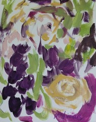 MONA VIVAR 14×11 Abstract Expressionism Painting – Contemporary Floral Art