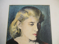 ANTIQUE DRAWING JULES RAUSCHERT WPA AMERICAN MASTER PORTRAIT PRETTY WOMAN WIFE