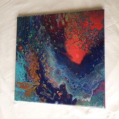Original 12″x12″ Abstract Acrylic Fluid Art Pour Signed Painting (See Video)