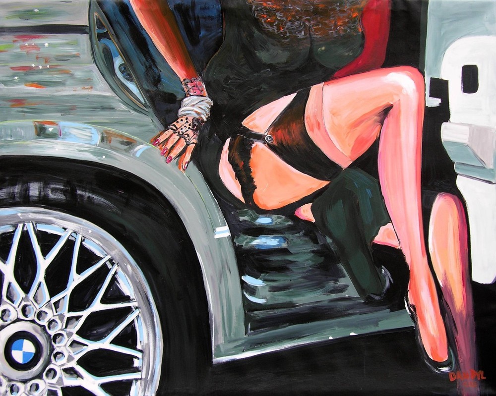 SEXY LEGS Super CAR Original Art Painting DAN BYL Modern Contemporary 4×5 feet