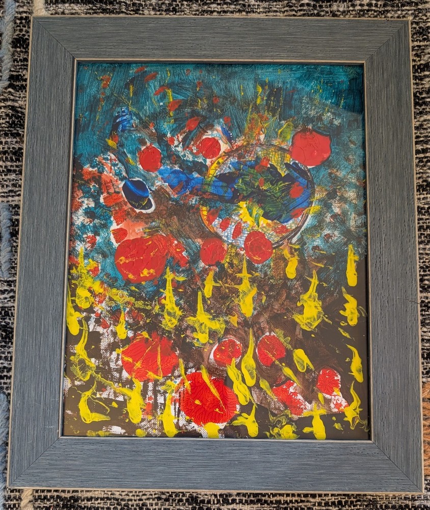 Original Abstract painting created on Art Board. 14 x 17 Frame