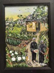ORIGINAL OIL PAINTING VIETNAMESE RURAL LANDSCAPE GARDEN SIGNED FRAMED 5×7