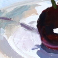 RED CHERRIES still life Oil painting UKRAINE 8X10