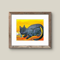 Cat And Mouse Vibrant Abstract Expressionism Canvas Painting 11×14