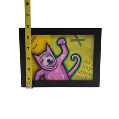 VTG Keith Grace Signed Dude Dog Face Acrylic Mixed Media 5.75×7.75 Painting 2005