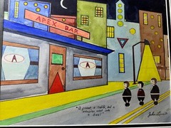 John L Lear „A Priest, A Rabbi And A Minister…..“ Watercolor Artwork – Framed