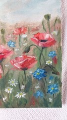 Wildflowers ORIGINAL Oil Painting Vintage Floral Poppy Flowers 5″x7″
