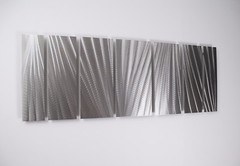 Modern Abstract Metal Wall Art Silver Panels Sculpture Home Decor In / Outdoor