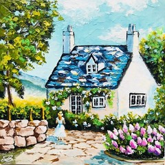 House Portrait Ireland Wall Art Irish Art Cottage Core Decor 8х8″ Irish Cottage