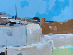 Heinz Rosien (b.1919- ) „Southwest Desert Village/ Ranch“ Oil Painting on Board