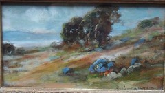EVELYNE OUGHTRED BUCHANAN 1883-1979 SIGNED OIL ON CANVAS ‚COASTAL SCENE‘ 1939