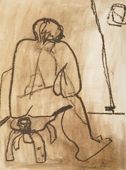60s Faye Franklin Painting Gouache Mixed Media Woman Vintage Mid Century Nude