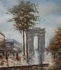 Hand Painted Signed Impasto Paris Cityscape Oil Painting 30×20 Canvas No Frame