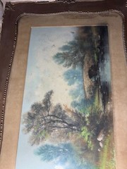 William Henry Chandler (1854 – 1928) „Stone Bridge Scene“ Pastel Painting-Framed