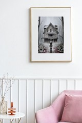 Horror House Painting Original Art Horror Art Landscape Art Watercolor Painting