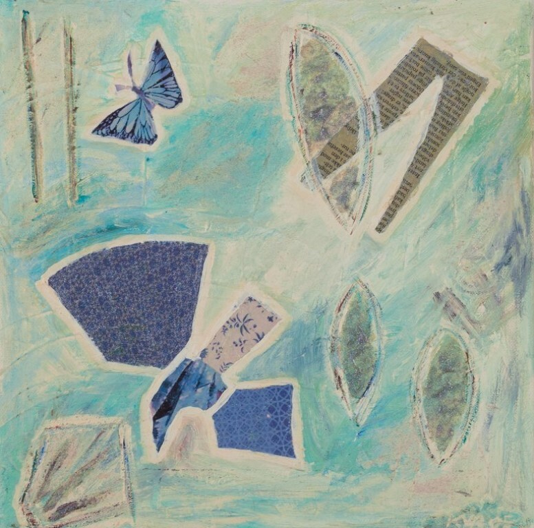 Danish artist. Mixed media on canvas. Abstract composition. 21st C.