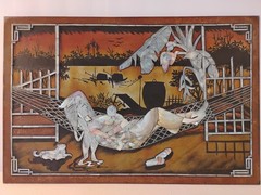 Beautiful Vintage Inlaid Mother of Pearl Art Signed And Dated By Artist.