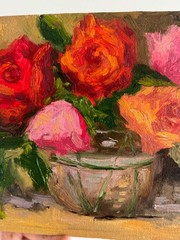 Abstract Roses Oil Painting Flowers Original Canvas Modern Contemporary art 9×12