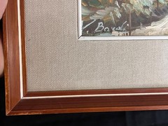Vintage Original Artist Signed Trees House Home Oil Painting Rural Landscape Art