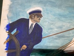 Original Signed Rodney Hilton Brown Painting & Print ~ Sailing Boat Race Captain