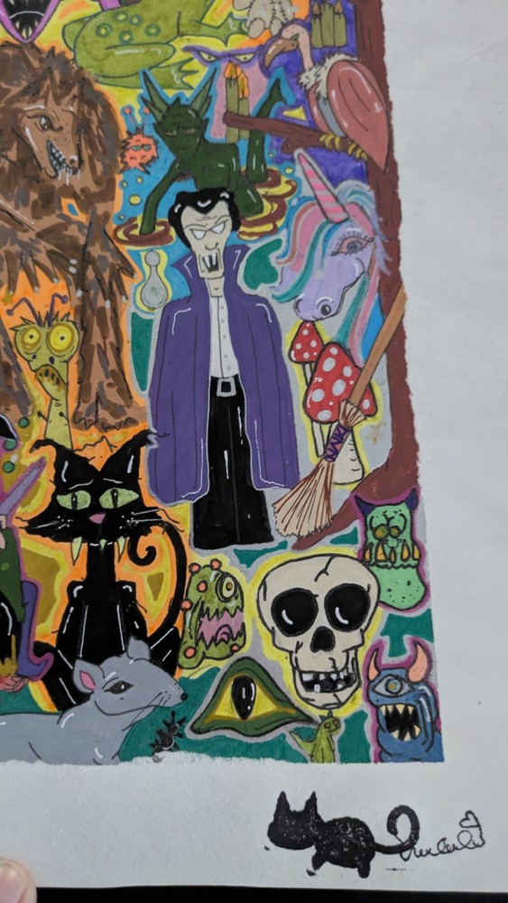 „The Gothic Subconscious“ Alien, Monsters, Haunted Witch, Zombie Doodle Grafitti