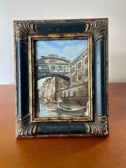 Vintage Venice Canals Gondola Painting Signed Framed Original Oil Italy