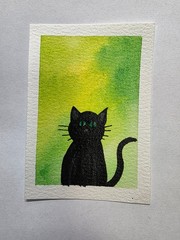 Halloween Cats – ACEO – Art – Watercolor – Ink – 1 of 4